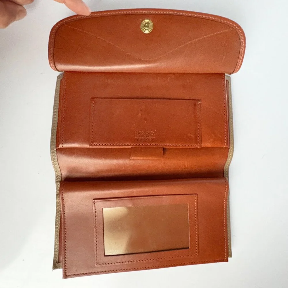 Dooney & Bourke Checkbook Organizer Wallet Taupe AWL British Tan Leather